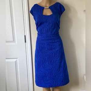 Classy minimalist royal blue midi dress